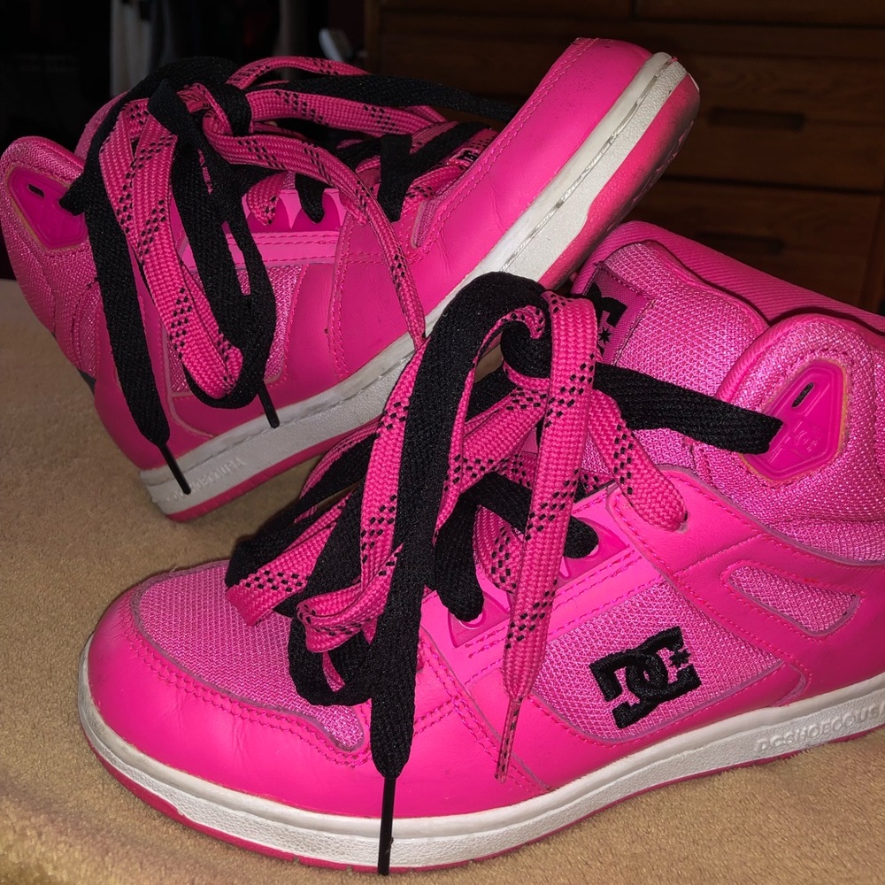 Hot Pink and Black DC sneakers. Size 7.5